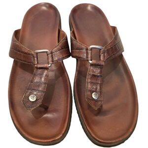 Donald J. Pliner Womens Sandals 10 Brown Fanta Embossed Flip Flop